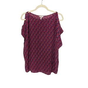 Joie 100% Silk Office Career Blouse Cold Shoulder Short Sleeve Size Small